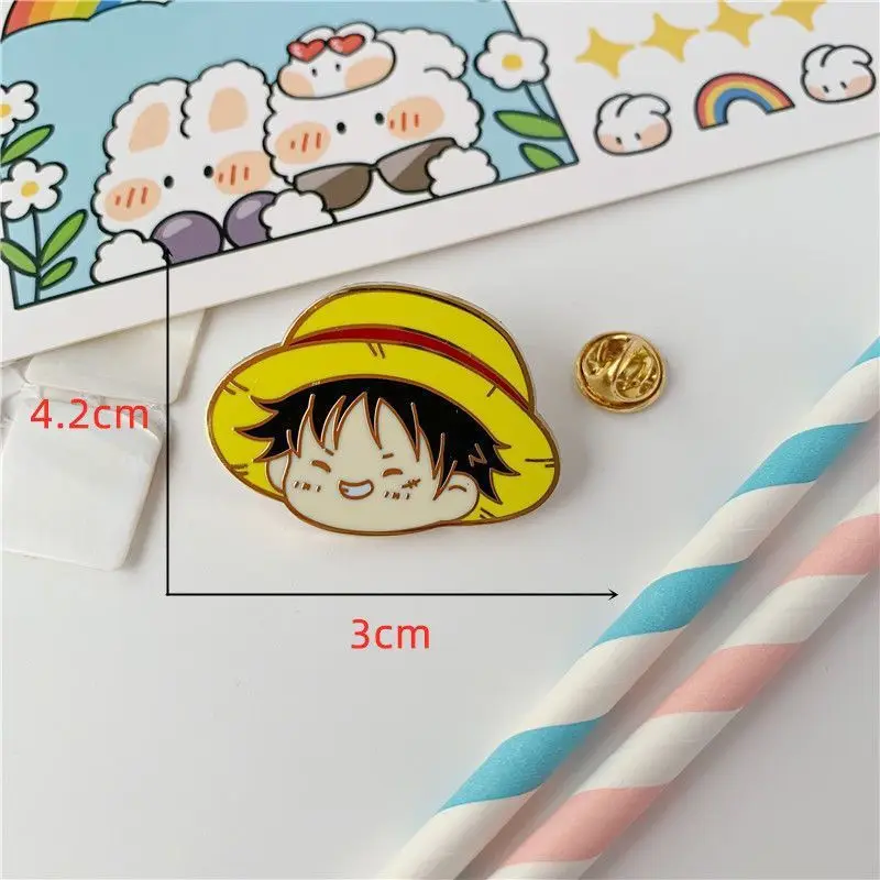 One Piece Brooches Cartoon Luffy Zoro Nami Chopper Sanji  Anime Action Figures Metal Enamel Badge Backpack Lapel Pins Toys Gifts