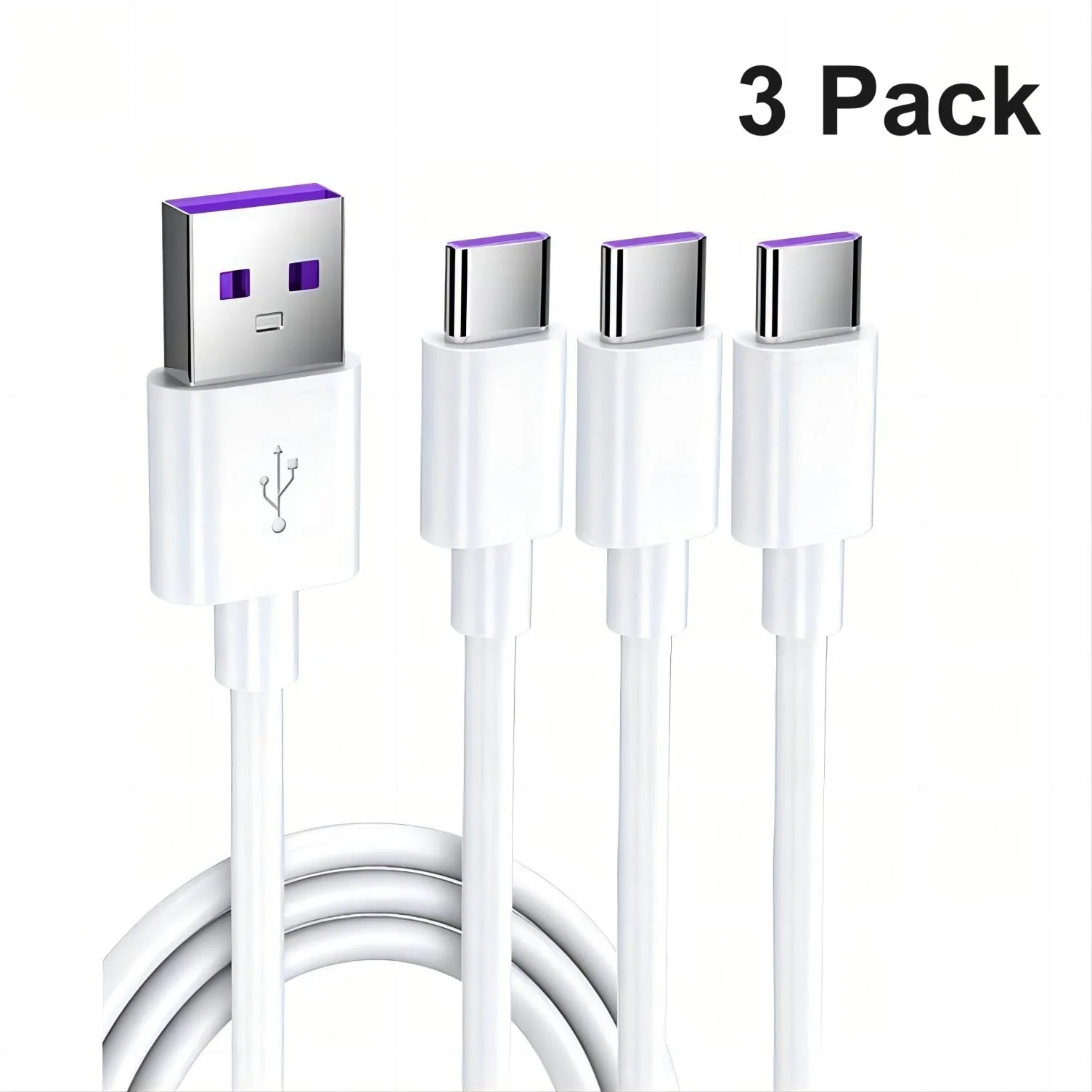 1M/3FT USB A to Type C Fast Charging Cable for Phone Tablet PC-3 Pack