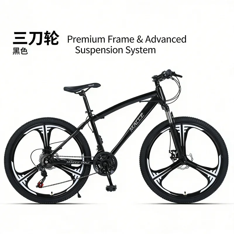 Black 24-inch Three-Knife Mountain Bike with Variable Speed System Off-Road Outdoor Student Bicycle One-Piece Dropshipping