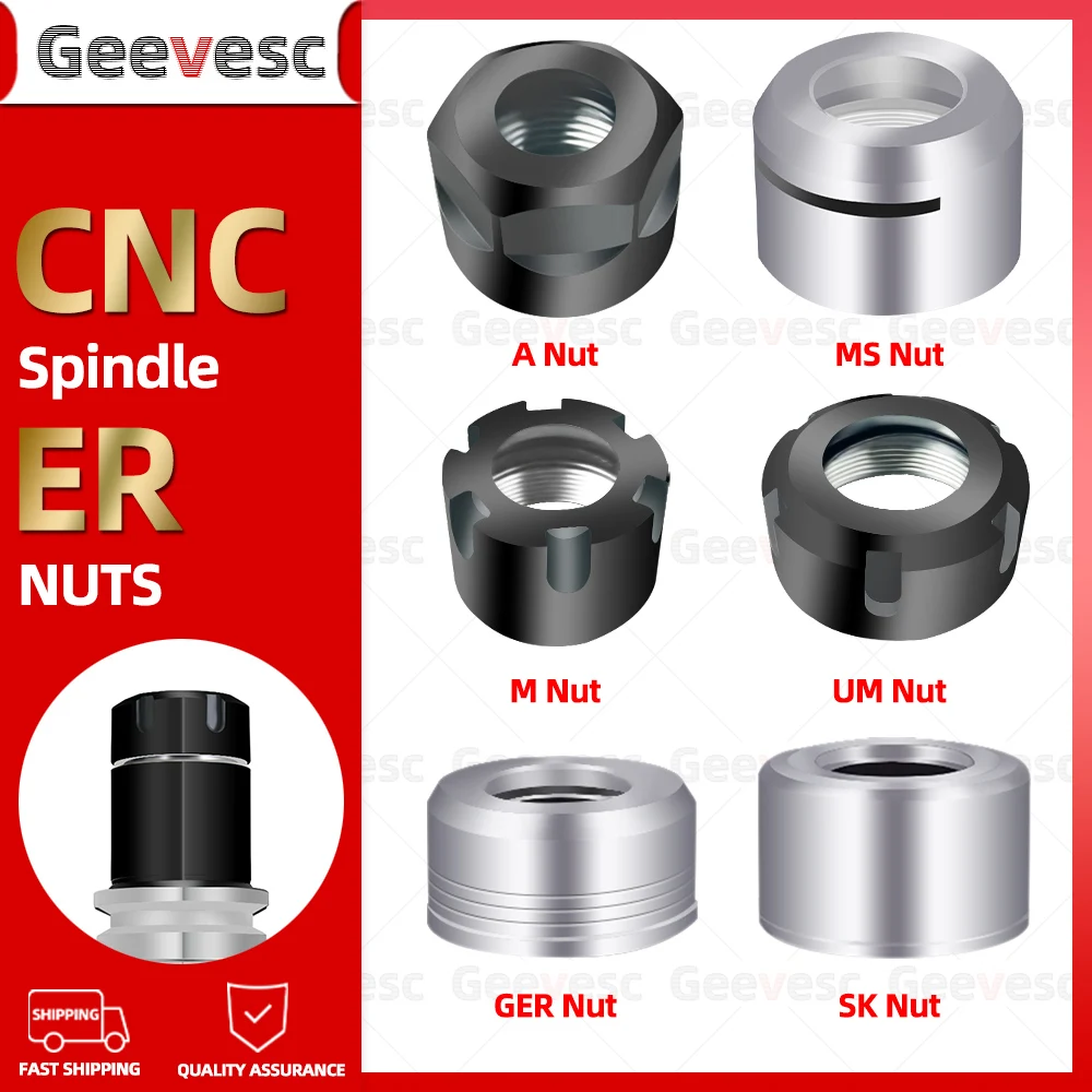 Máquina de Gravura de Porca Cnc de Alta Velocidade Equilíbrio Dinâmico Er8 Er11 Er16 Er20 Er25 Er32 m um Porca Sk10 Sk16 Ger 11 16 20 25 32