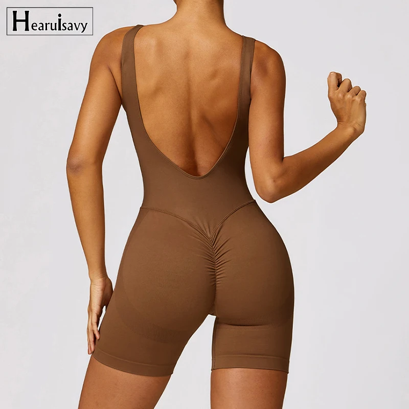 Seamless Short Sports Jumpsuit Women Sportswear Suit Sleeveless Gym One-piece Set Women Workout Rompers Female Fitness Bodysuits