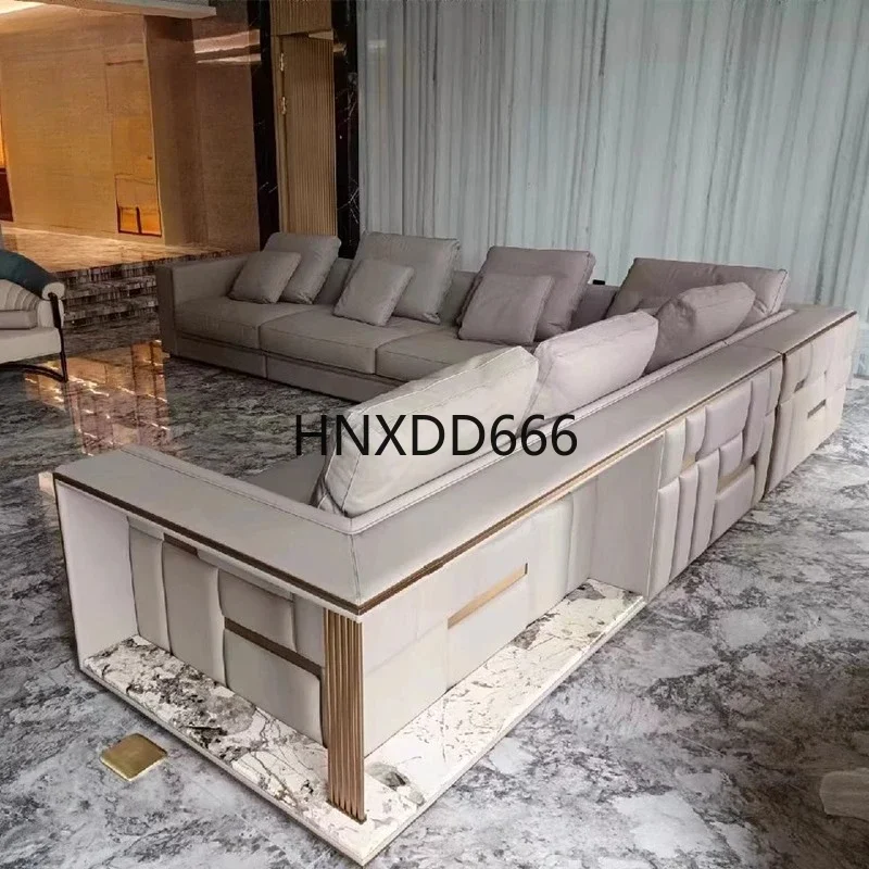 Frosted leather sofa Light luxury corner sofa