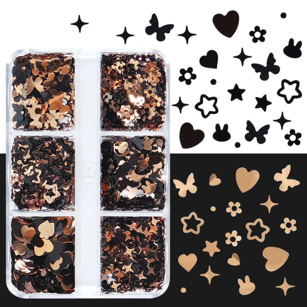 Black Star Butterfly Sequins Epoxy Filling Glitter Metallic Heart Rabbit Flower Paillettes DIY Resin Mold Fillers Jewelry Making