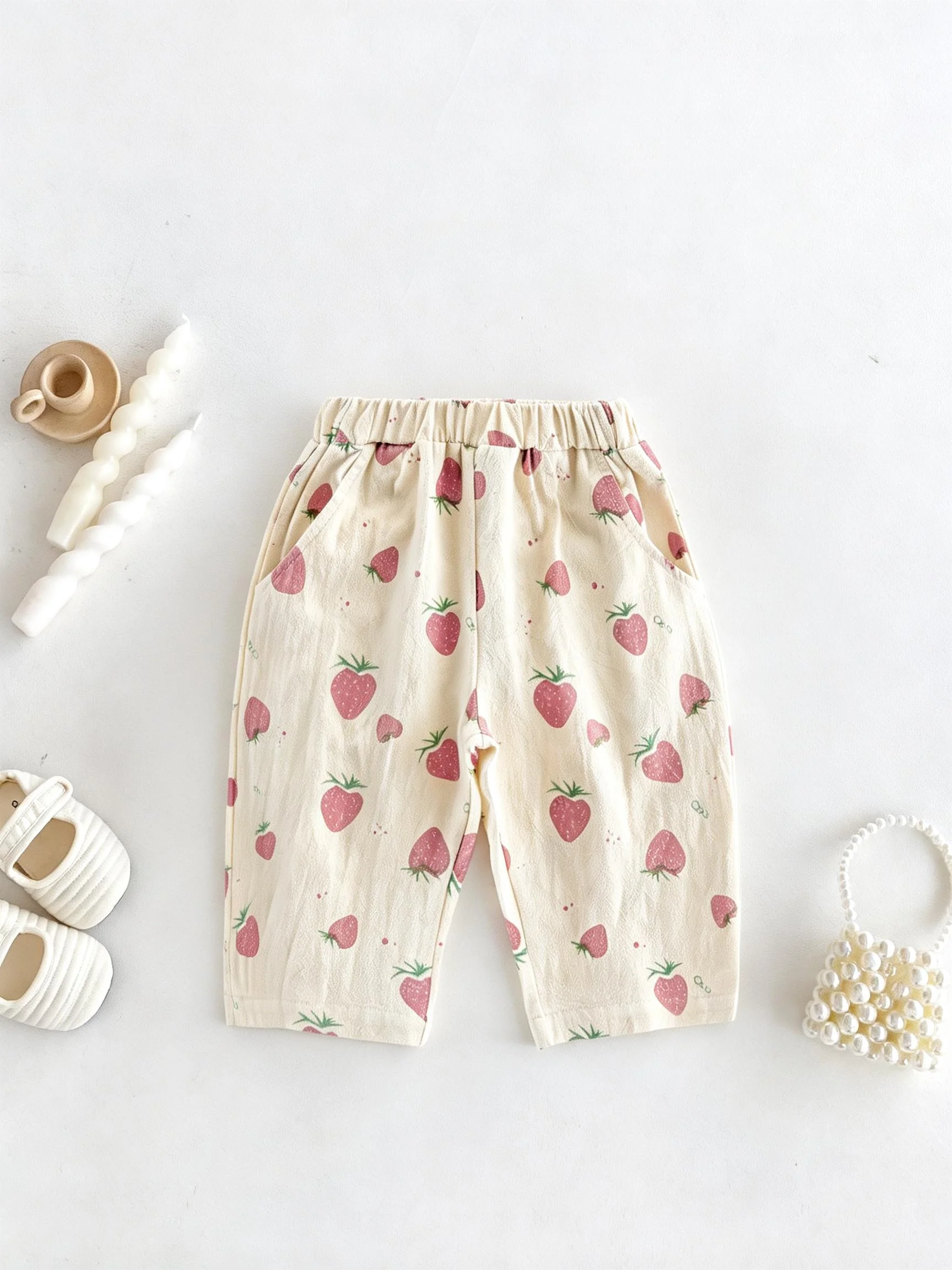 Baby Casual Pants - Trendy Strawberry Style Versatile Pants for Infants and Toddlers, Boys and Girls Korean-Style Pants