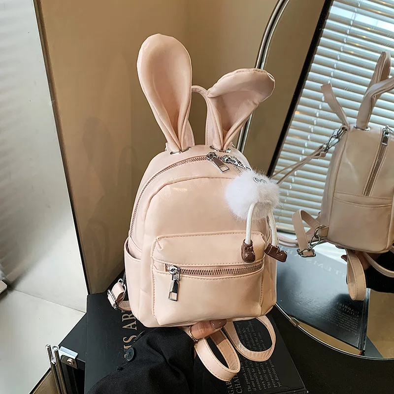 

Cute Rabbit Ears Small Backpack 2025 New Forest Sweet Girl Fashion Niche Versatile Travel Backpack Mini Girl's Shoulder Bag