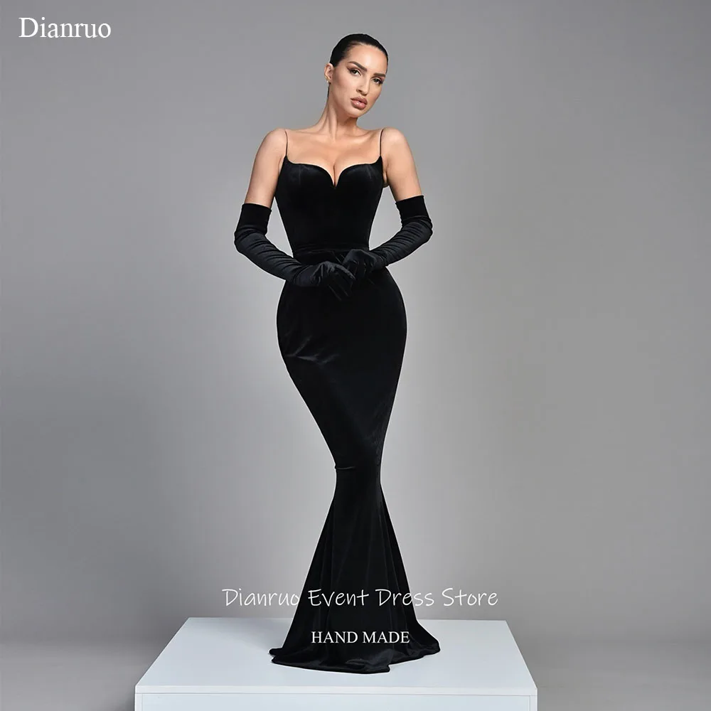 

Dianruo Elegant Mermaid Velvet Evening Dress Stunning 2025 Vestidos De Fiesta Spaghetti Straps Abiti Da Cerimonia Customized