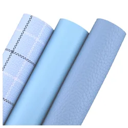 30x134cm Roll Sky Blue Smooth Faux Synthetic Artificia Litchi Lychee Leather Fabric For Bows Earring Handbags Decoration HM010