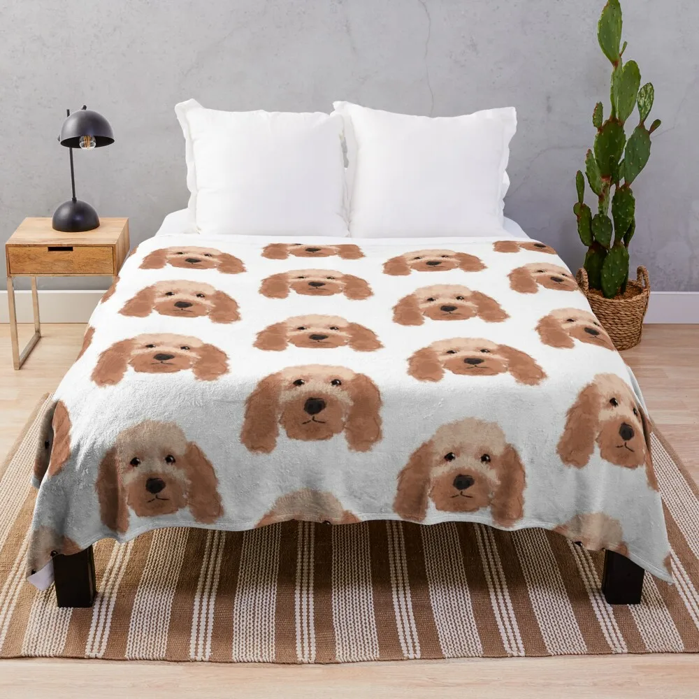 Small Cockapoo portrait Throw Blanket Soft Plaid heavy to sleep Cute Plaid Blankets