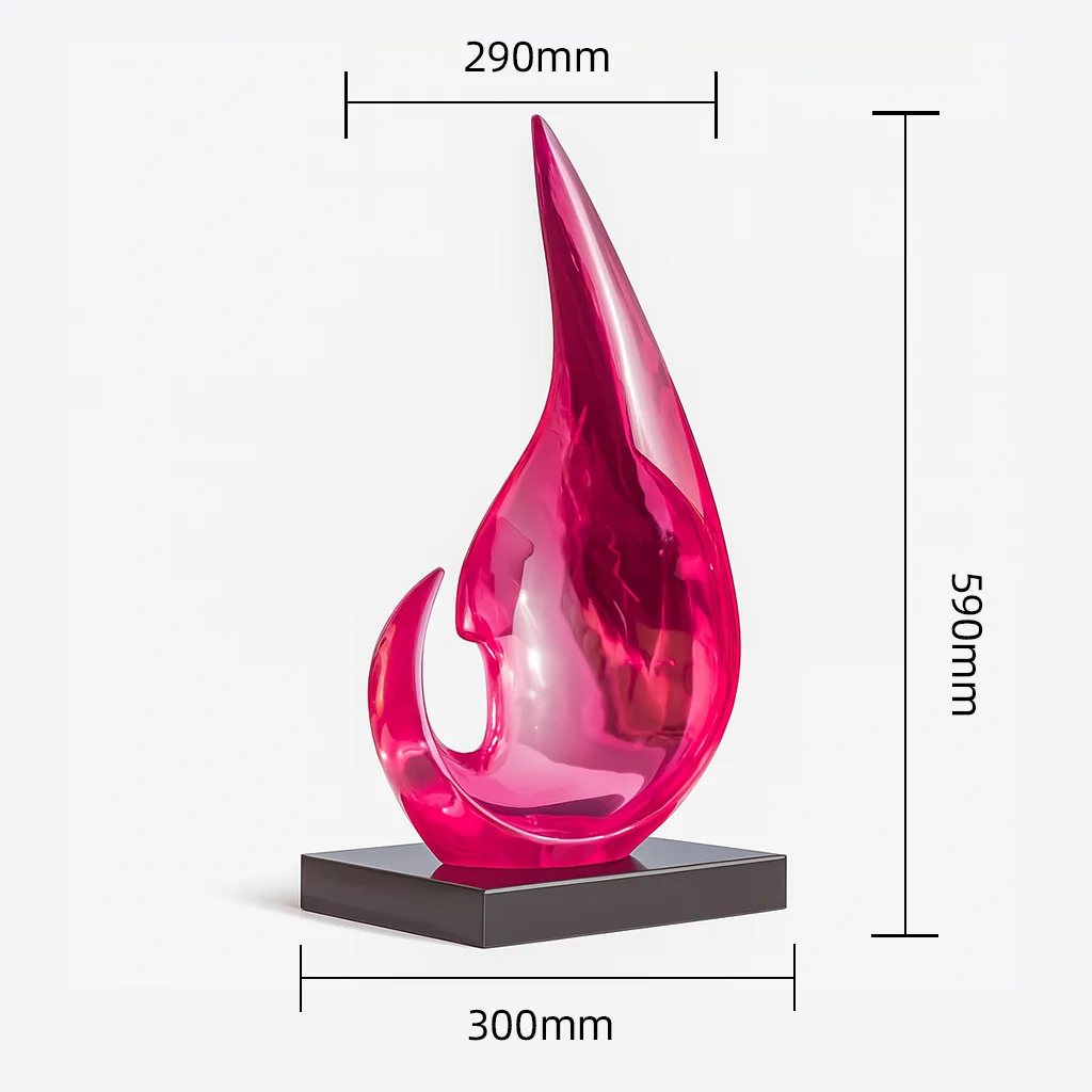 راتينج كريستال فاخر، منحوتة حمراء وردية مصنوعة يدويًا، ديكور داخلي لردهة الفندق #5