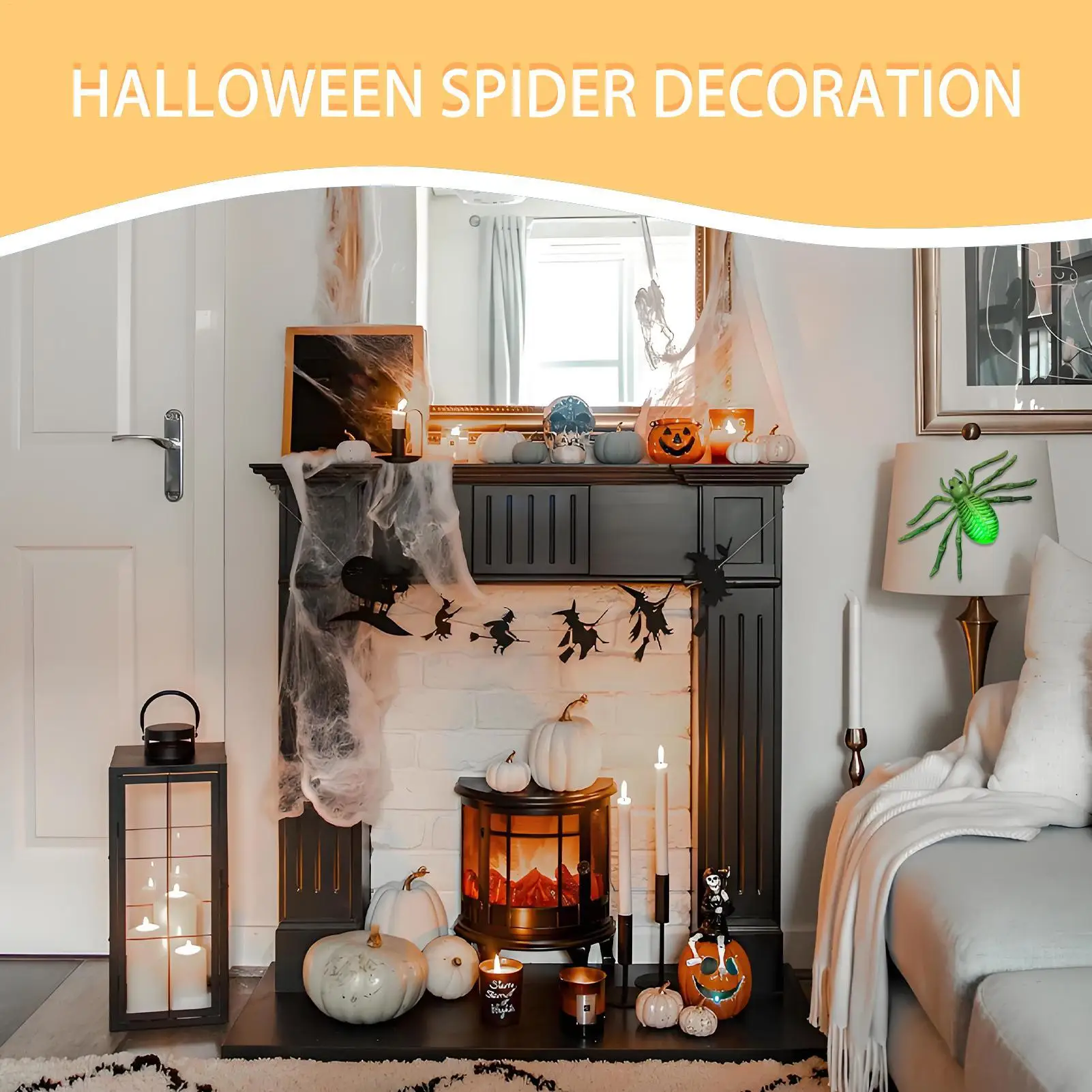 3D Printed Luminous Spider Halloween Glow-In-Dark Decoration Realistic Halloween 3D Printed Spider For Garden Bedroom Porch