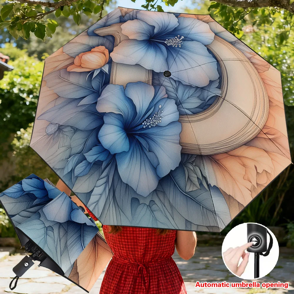 

Автоматический складной зонт с цветочным дизайном и надписью Paradise - с защитой от влаги, утолщенной усиленной рамой, компактный и портативный.