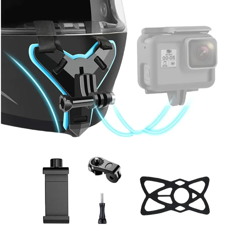 Soporte de correa para casco para Gopro Hero 12 11 10 9 8 7 6 5 4 3 accesorios de soporte para cámara deportiva de acción Yi para motocicleta