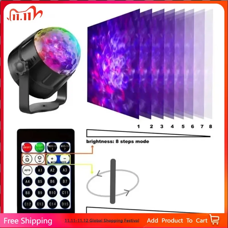15 لون ضوء إحترافي الصوت المنشط المرحلة مع جهاز التحكم عن بعد ديسكو الكرة مصابيح لغرفة المنزل حفلة أطفال عيد ميلاد الزفاف بار