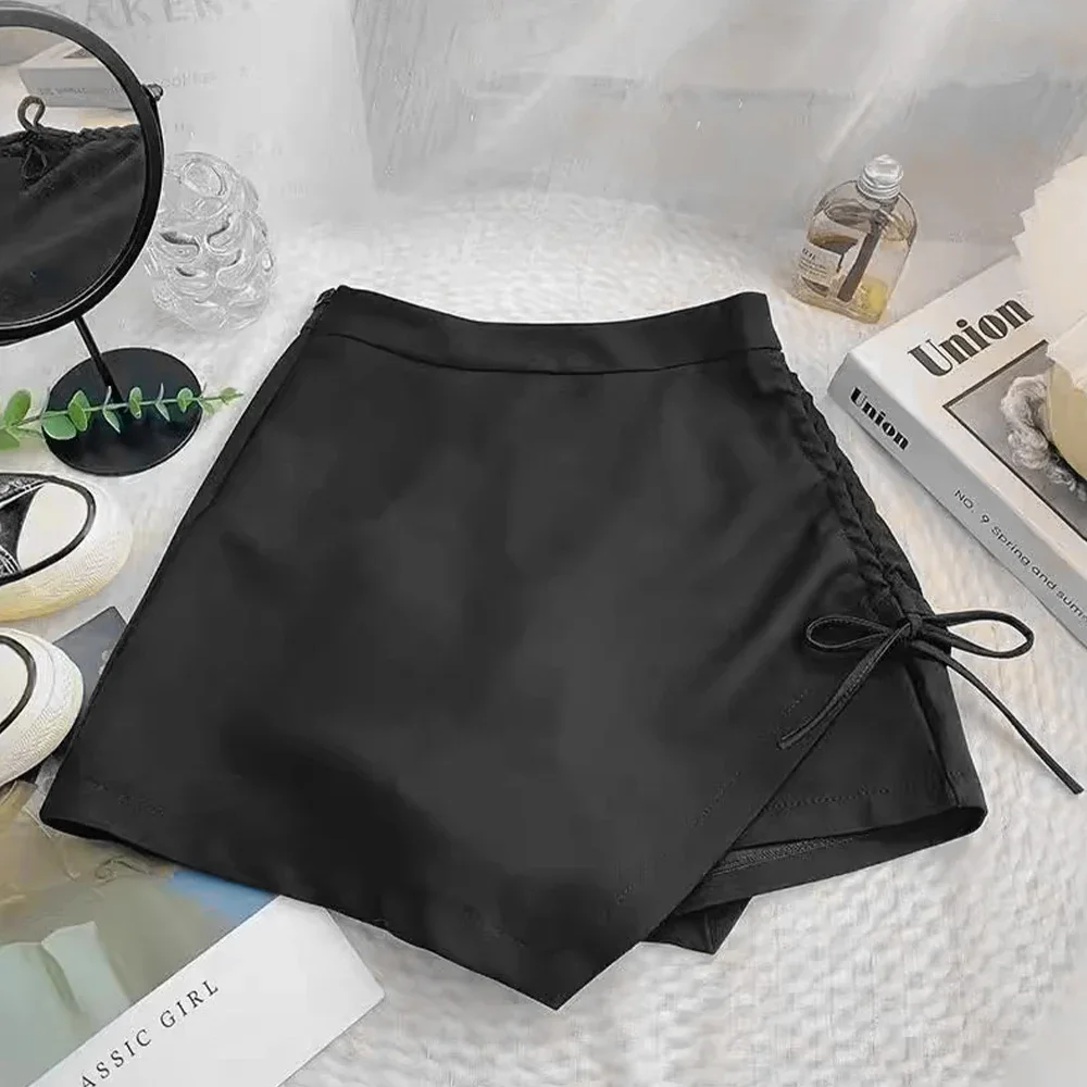 

CPSYMYM Skirts Summer Korean Fitting Slim Fashion Drawstring Plain A-Line Mini Dating Skirts For Women