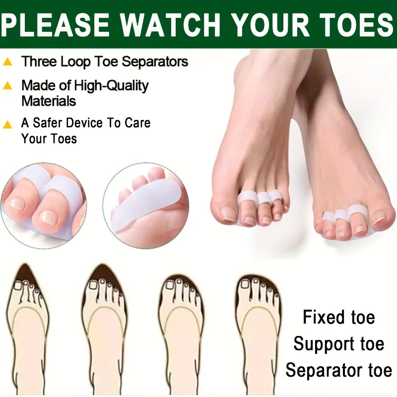 

2PCS Silicone Toe Separator for Bunion Pain Relief Toe Alignment Prevent Ingrown Toenails for Running High Heels Foot Care Tools