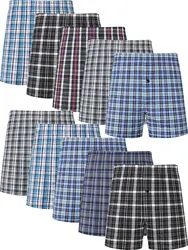 JupiterSecret 10 Pcs Men's Woven Boxer Shorts, Elastic Waistband Random Color