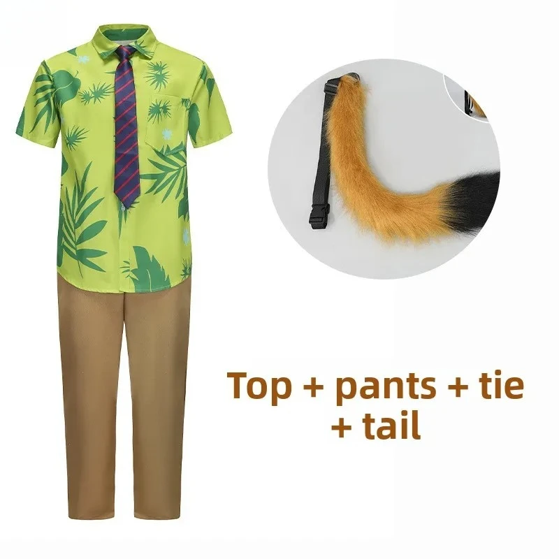 ซูโทเปีย นิค ไวลด์ชุดคอสเพลย์สำหรับเด็กและผู้ใหญ่เสื้อแขนสั้นพร้อมที่คาดผมรูปสุนัขจิ้งจอก