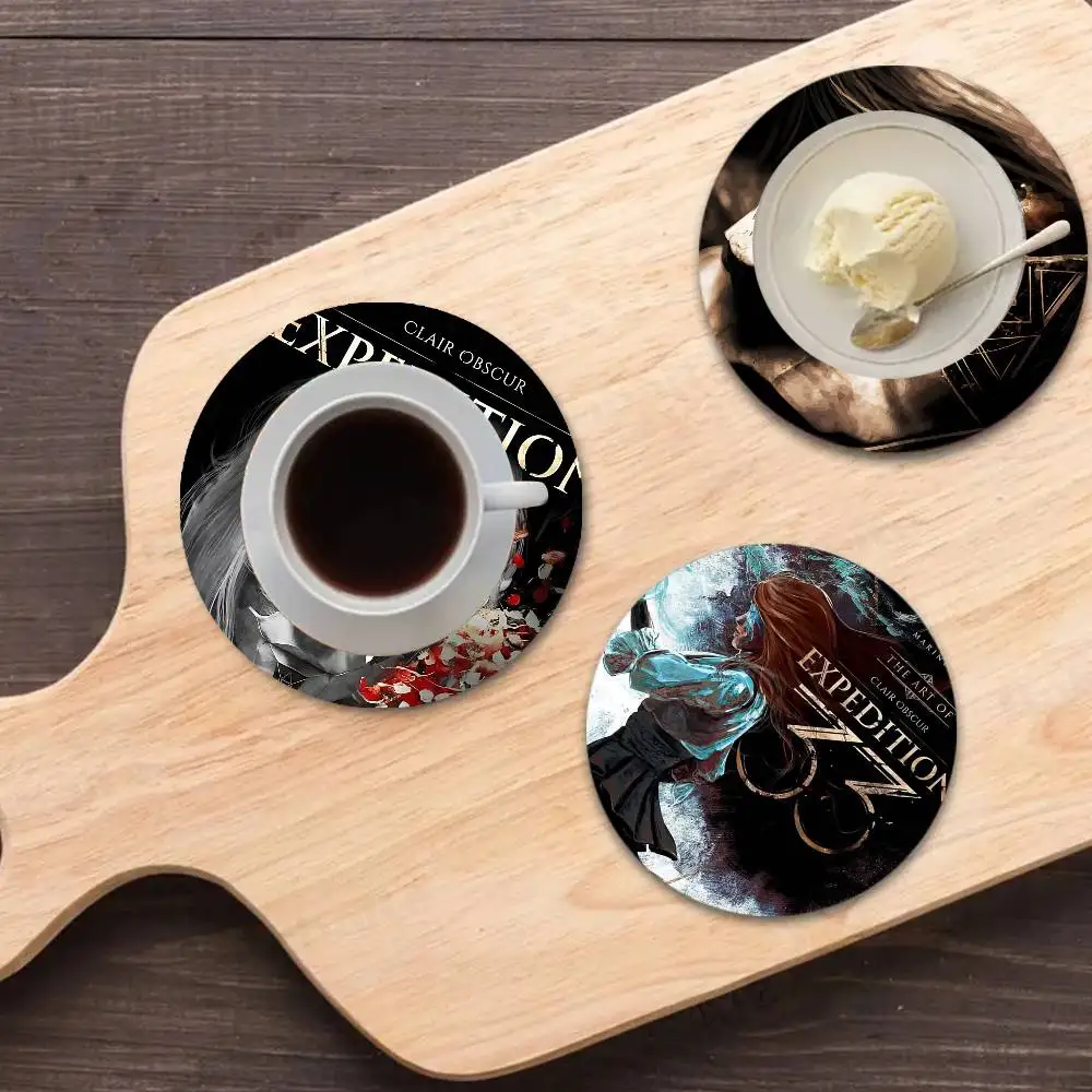 Dark Fantasy Games E-expedition 33 Natural Coaster Creative Cute Cartoon Absorbent Cushion Coffee Mug Bowl Cushion Insulation