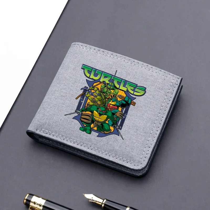 Carteira Teenage Mutant Ninja Turtles para homens e mulheres, carteiras com padrão de animação de desenhos animados, carteiras portáteis para atividades ao ar livre, presentes de aniversário