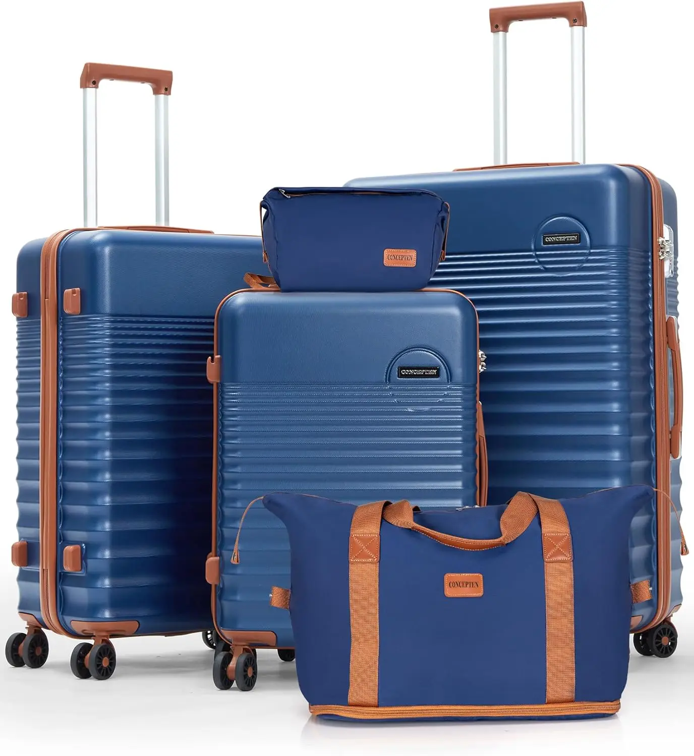 

5-Piece Luggage Set with Wheels, Hardshell ABS Suitcases, TSA Lock Carry-On for Travel