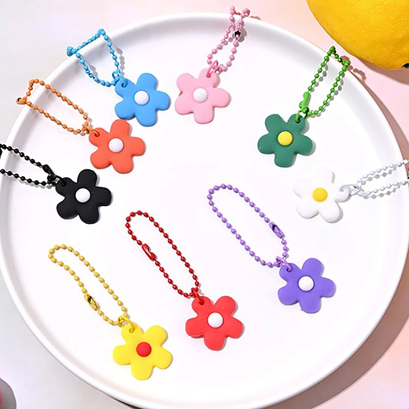 Keychain Small Colored Flowers Key Ring Pendant Pinkycolor Bag Pendant For Women Ins Korean Style Chain Cartoon Key Chains