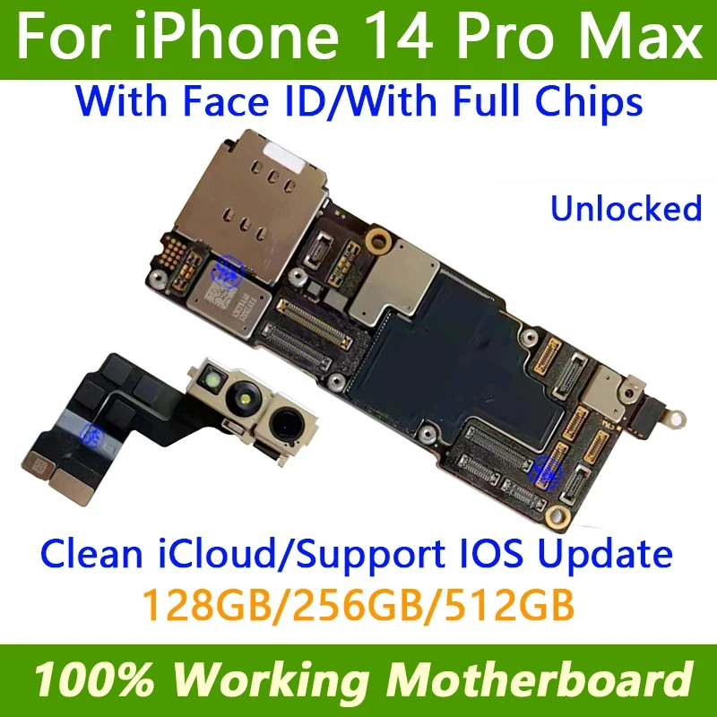 Completamente testato autentico per iPhone 14 Pro Max Scheda madre sbloccata funzionante con ID facciale Scheda ICloud pulita sbloccata Nessun ID