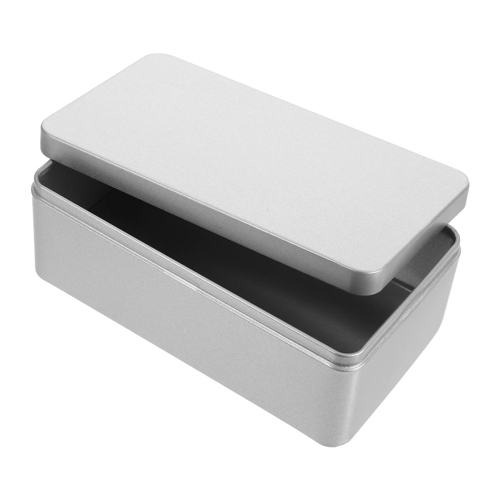 

Tinplate Storage Box Sweets Candy Empty Rectangular Food Jewelry Silver Container Tea Pot