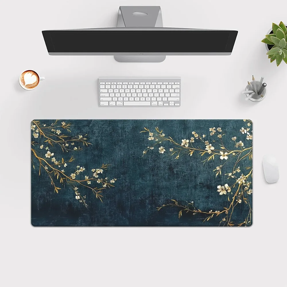 Magnolia Flower TCG Play Mat Durable Smooth Tabletop Deskpad Party Gathering Card Game Mat Non-slip Keyboard PC Game Mouse Pad