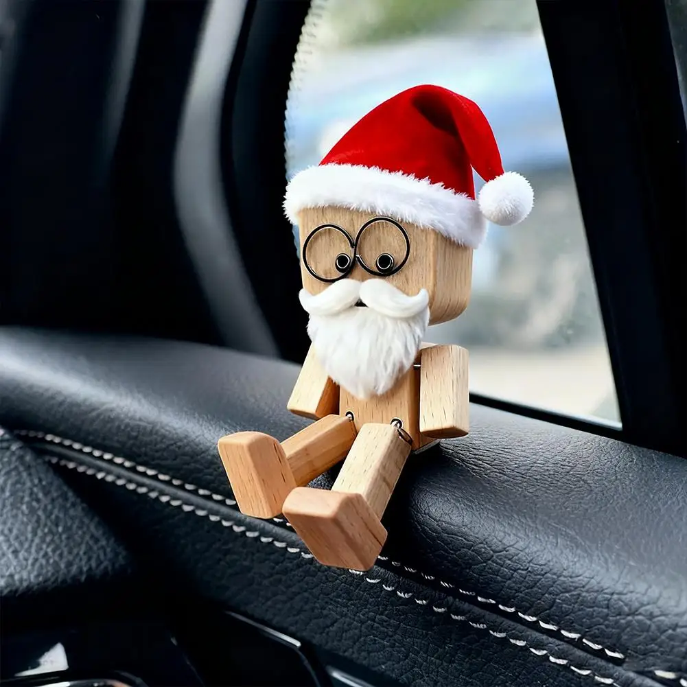 

Shaking Wooden Man Figurine, Christmas Car Interior Decor Desktop Multiple Ornament Car With Magnetic Decorations Expressio W5G5