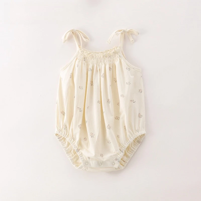 2025 Summer Baby Girl Bodysuit Clothes Floral Print Onesie Cotton Cute Sleeveless Romper Newborn Outfits  Ropa Bebes Onesie