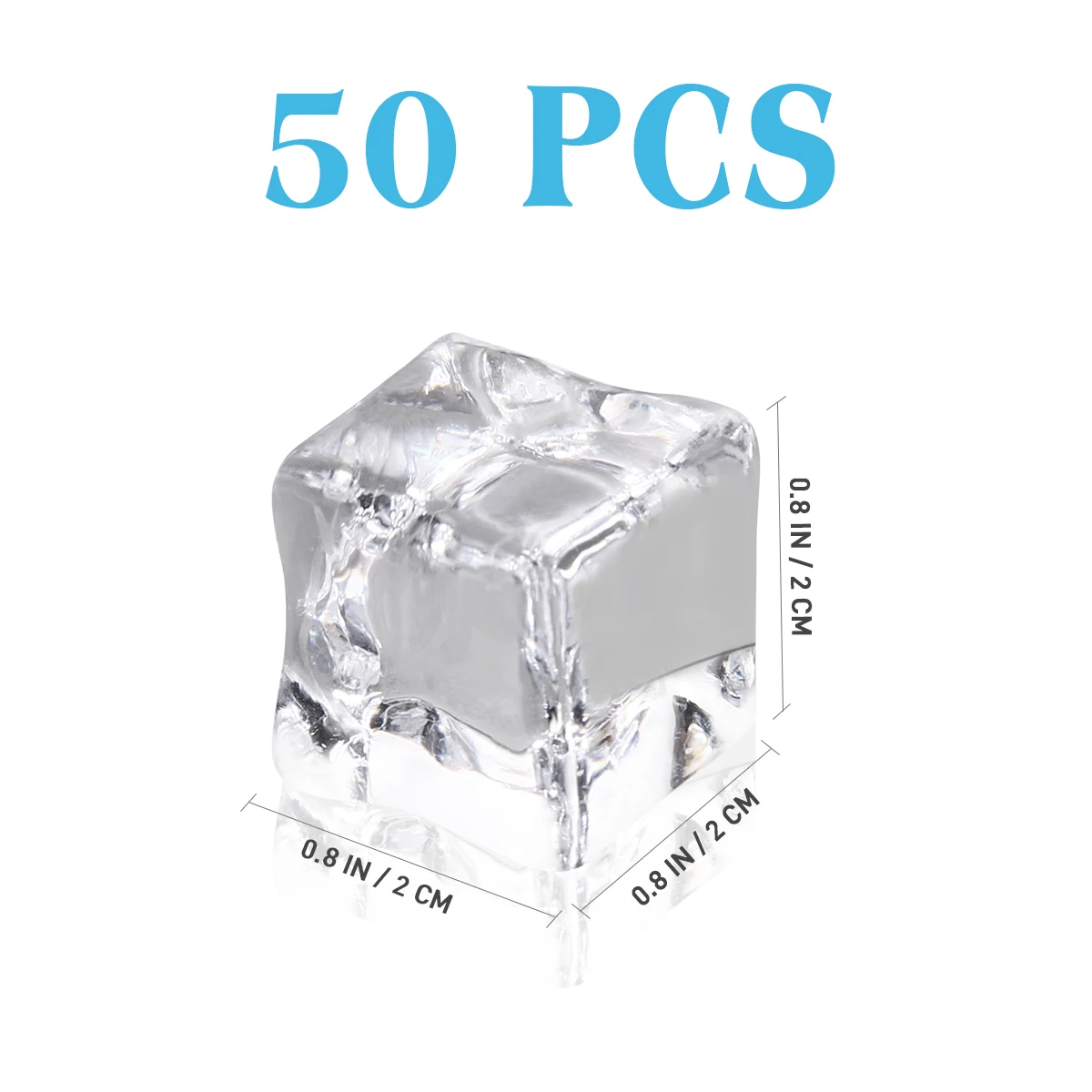 

50pcs 50 Pieces Fake Ice Cubes Clear Acrylic Vase Fillers Decorative Display Props for Cake Coffee Shop Photoshoot Simulated Ice