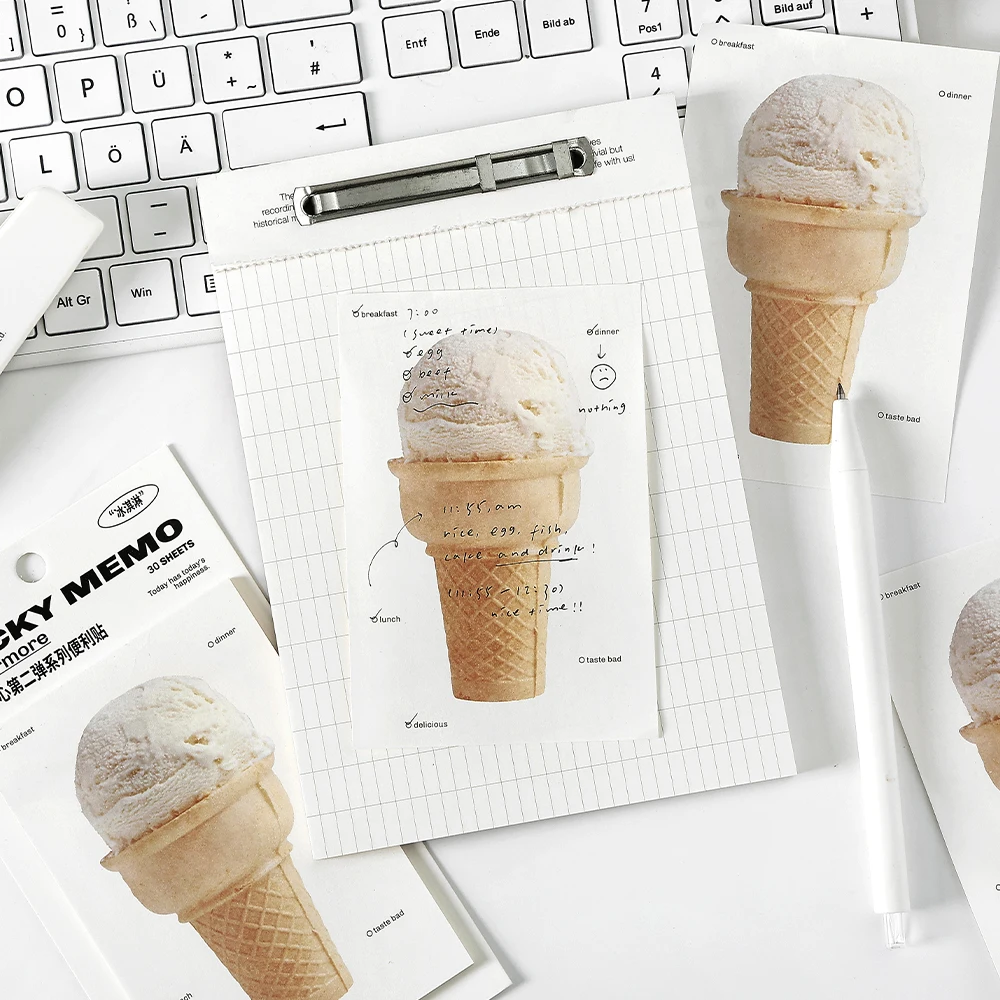 Cute Gelato Bowknot Sticky Memo Pad Adhesive Writing Paper School Craft Supplies Remark Book Stationery Decoration