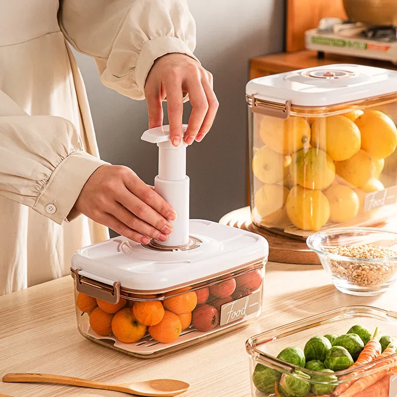 Food Vacuum Storage Box Fresh-Keeping Sealed Canister Large Capacity Food Organizer Dispenser for Kitchen Storage Box