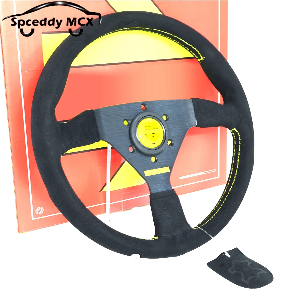 Italy Style V2 13inch 320mm Suede Racing Steering Wheel Universal JDM Car Sport Real Leather Steering Wheel
