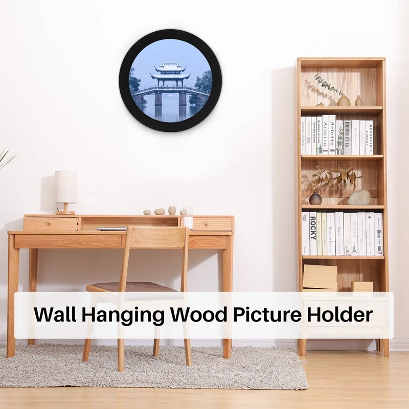 Cornici rotonde in legno regalo creativo fai da te appeso a parete porta foto in legno decorazione della casa