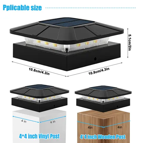 Solar Post Cap Lights Outdoor Waterproof LED Deck Lights With 2 Color Modes 4x4 Fence Posts Light For Patio Garden Yard Decor