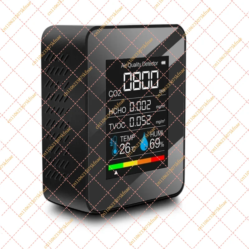 5-in-1 Indoor Air Quality Monitor | Digital CO2, HCHO & TVOC Detector with LCD Display, Temp & Humidity Alarm