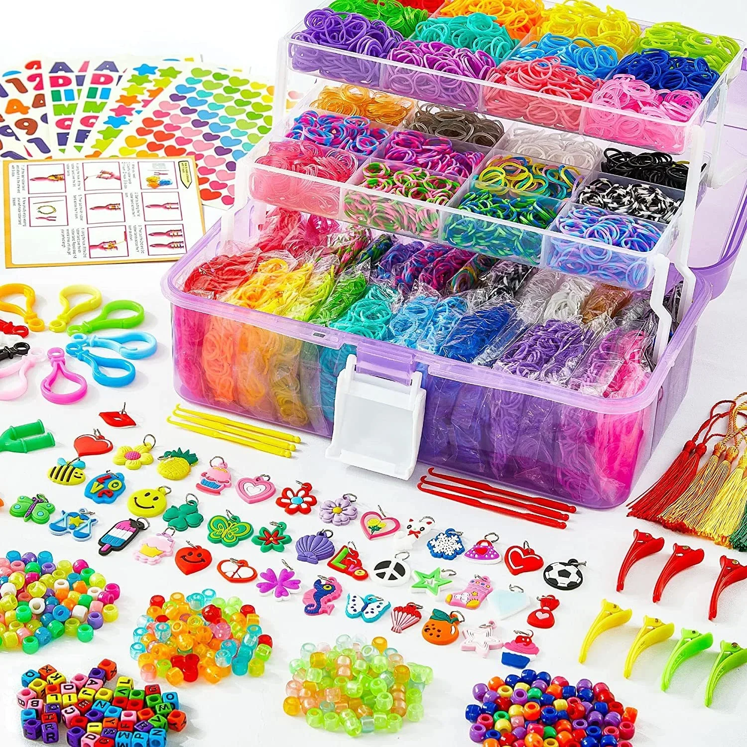 Colorful Craft Rubber Bands Set Classic Diy Woven Bracelet Making Supplies Christmas Kids Toys Gifts New 2024