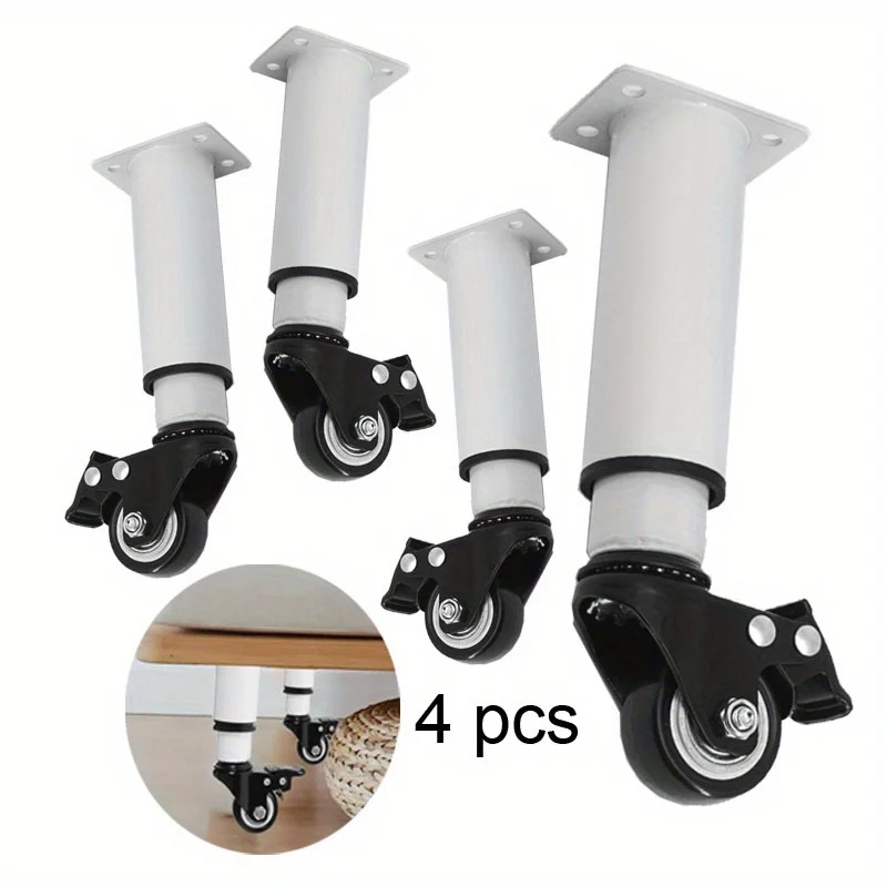 4pcs Adjustable Furniture Legs Swivel Caster Cabinet Sofa Bed Dresser Couch Table-Heavy Duty Replacement Support Caster Wheels