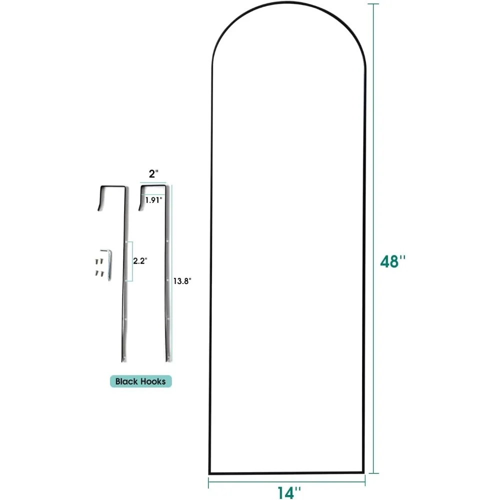 Door Mirror, Full Length Mirror Over The Door, 14'' x 48'' Hanging  Large Arched Hanging/Leaning