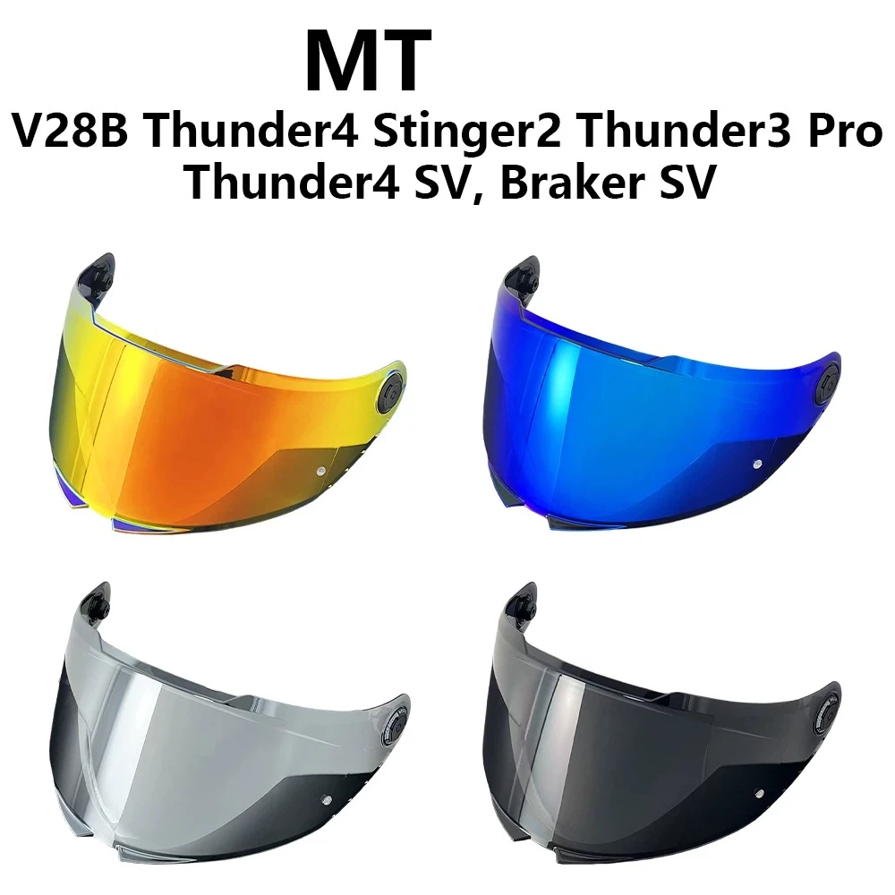Lente de Capacete de Motocicleta para MT THUNDER 4 SV STINGER 2 MT-V-28B, Visor Anti-UV, à Prova de Poeira e Vento, Substituição de Visores de Capacete