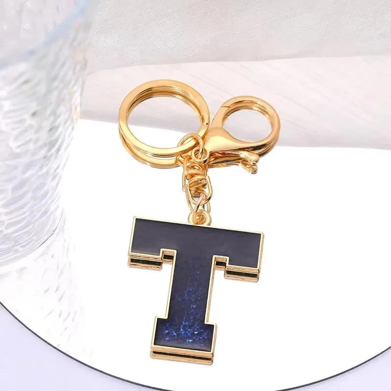 A-Z Initials Keyring Fashion Bag Pendant Keychain for Couples Metal Pendant DIY Gift for Men Women 26 Alphabet Accessories Gift