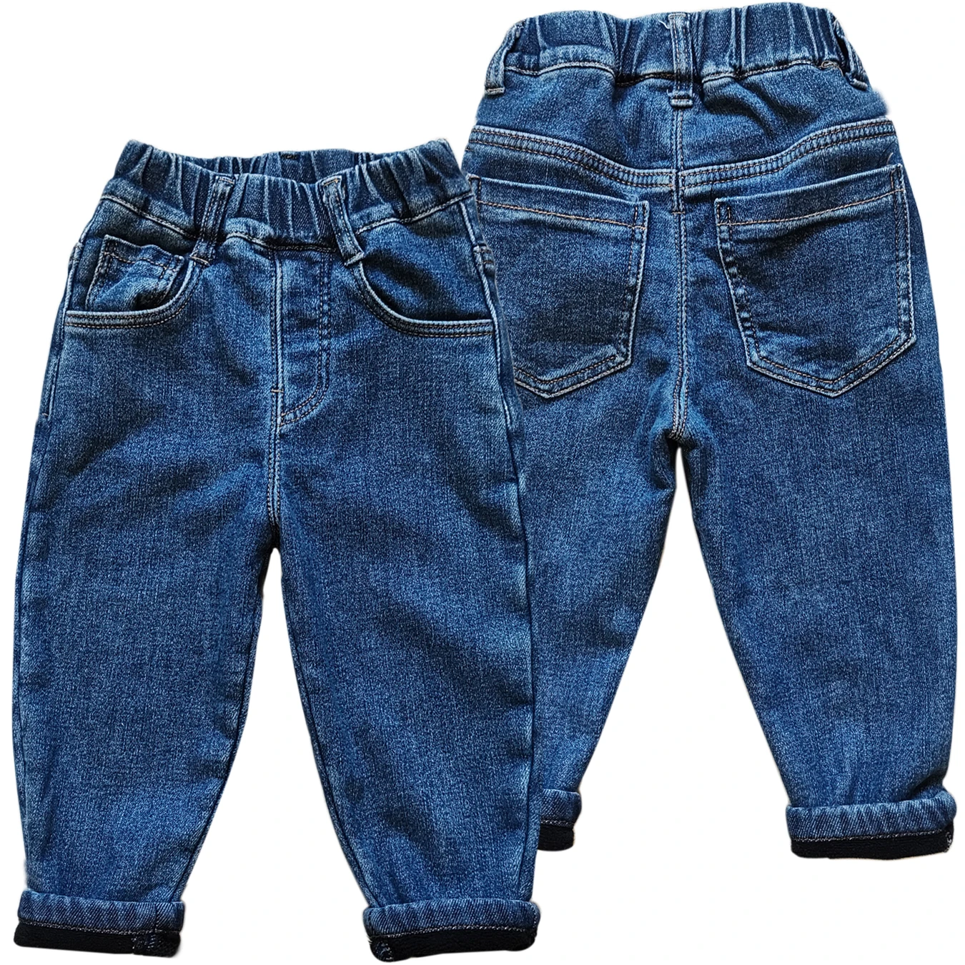 5095 LOOSE winter warm kids baby jeans boys jeans soft denim and fleece