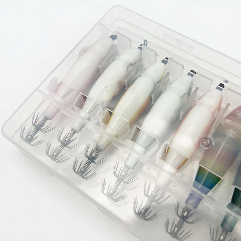 ShareShark 10 Stück/Box 5,7g Garnelen-Angelköder Leuchtender Tintenfisch-Jighaken Meeresangelzubehör Künstlicher Köder Oktopus-Köder – Detail 10