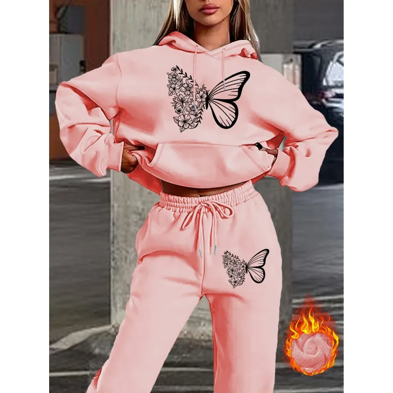 

2025 Men's and Women's Hoodie and Sweatpants Set Casual Long Sleeved with Pocket 3D Letter Print