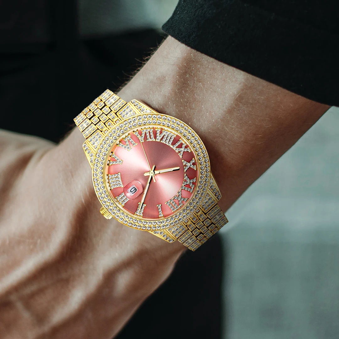 MISSFOX-Reloj de cuarzo luminoso para hombre y mujer, cronógrafo de lujo, de acero inoxidable, con calendario de diamantes