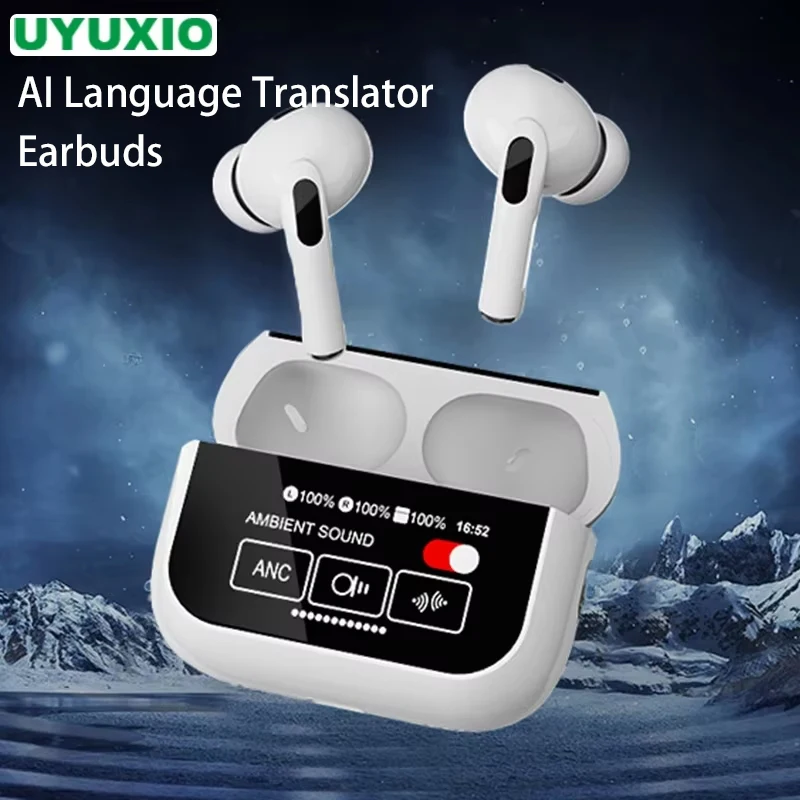 

UYUXIO Noise Cancelling AI Language Translator Earbuds 144 Languages Translator Device and Accents 8 Offline Language Earphones