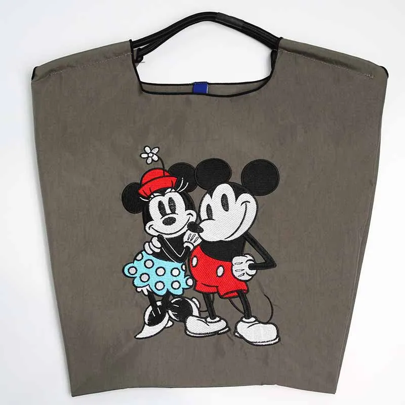 Disney Kawaii Mickey Japanese Ball Chain Embroidered Canvas Bag Anime Nylon Handbag Commuter Shopping Bags for Y2K Girl Gift Toy