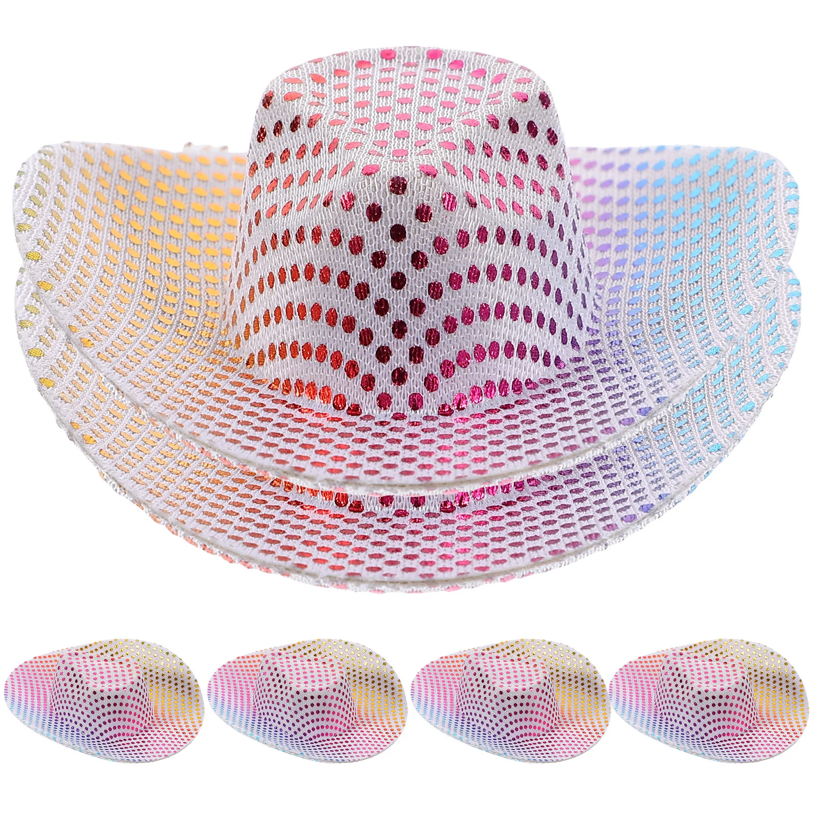 6Pcs Bottle Caps Mini Disco Hats for Drinks Shiny Party Decorations Replaceable Tiny Hat Ornaments for DIY Craft Projects