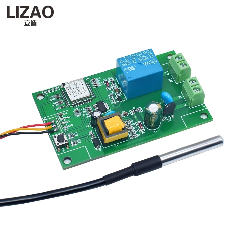 AC 220V WiFi Smart Temperature Control Module, DS18B20 Sensor Remote Relay Switch with Mobile App Control